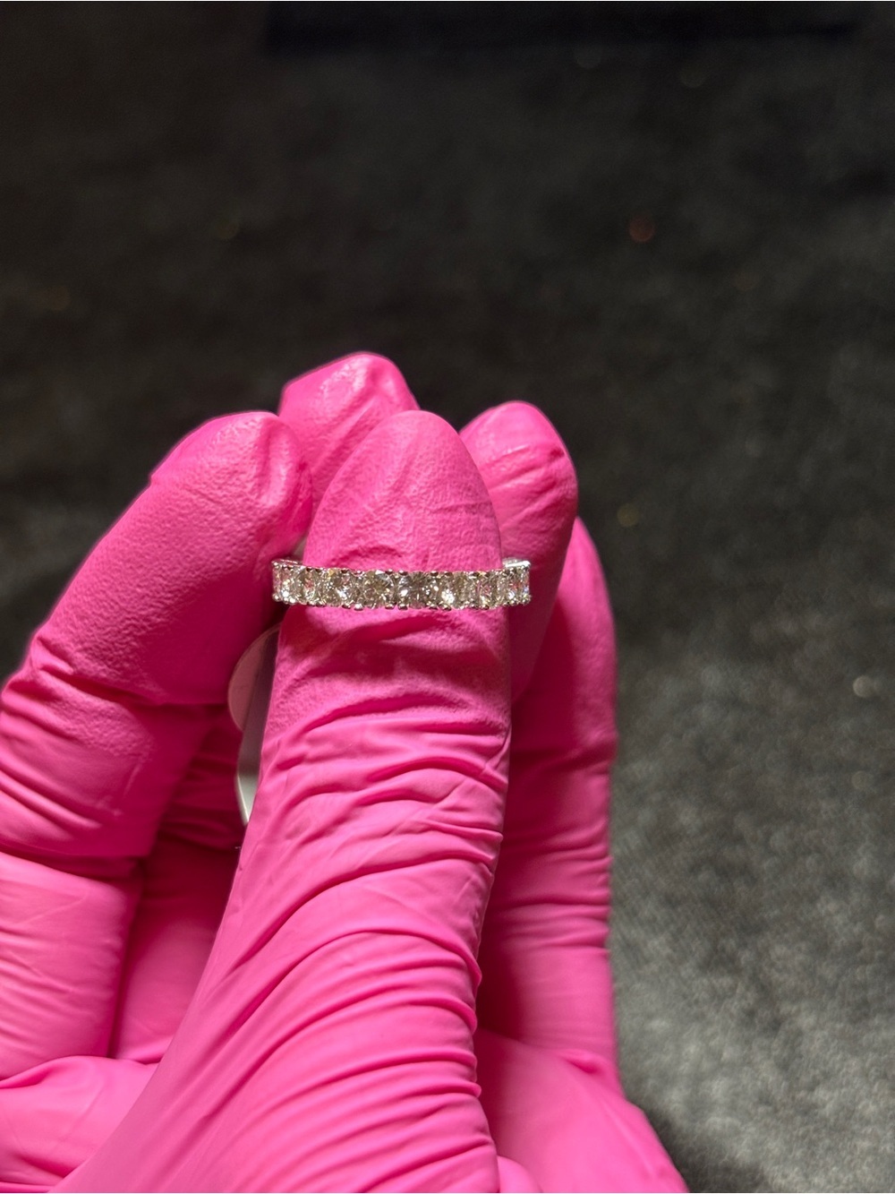 .925 Sterling Silver 1ct. VVS Moissanite Tennis-Style Eternity Band Size 6 - Picture 10 of 15